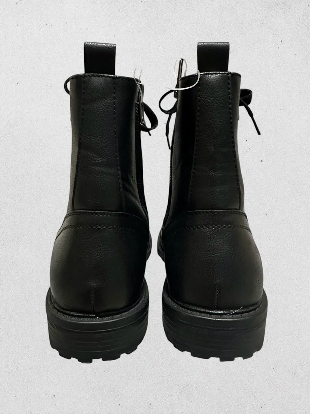 Unlisted. Black Lace-Up Side-Zip Leather Boots